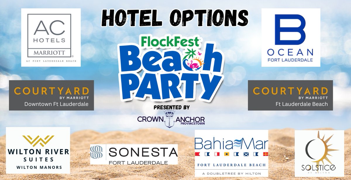 flockfest's tweet photo. ๐ด๐๐น It's Beach Party Week at FlockFest! Don't miss out on amazing deals at our partner hotels. Book your stay now and join us for a week of fun in the sun! ๐๏ธ #FlockFest #BeachPartyWeek #SummerVacation ๐ https://t.co/XnccnAzl0j