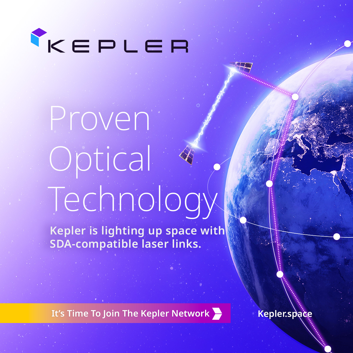 KeplerComms's tweet photo. (1/3) Kepler is excited to announce the successful validation of SDA-compatible optical technology for our space data relay constellation, #TheKeplerNetwork! In addition to achieving terabytes of data sent over #OISL https://t.co/Kgu5G8BeAv
