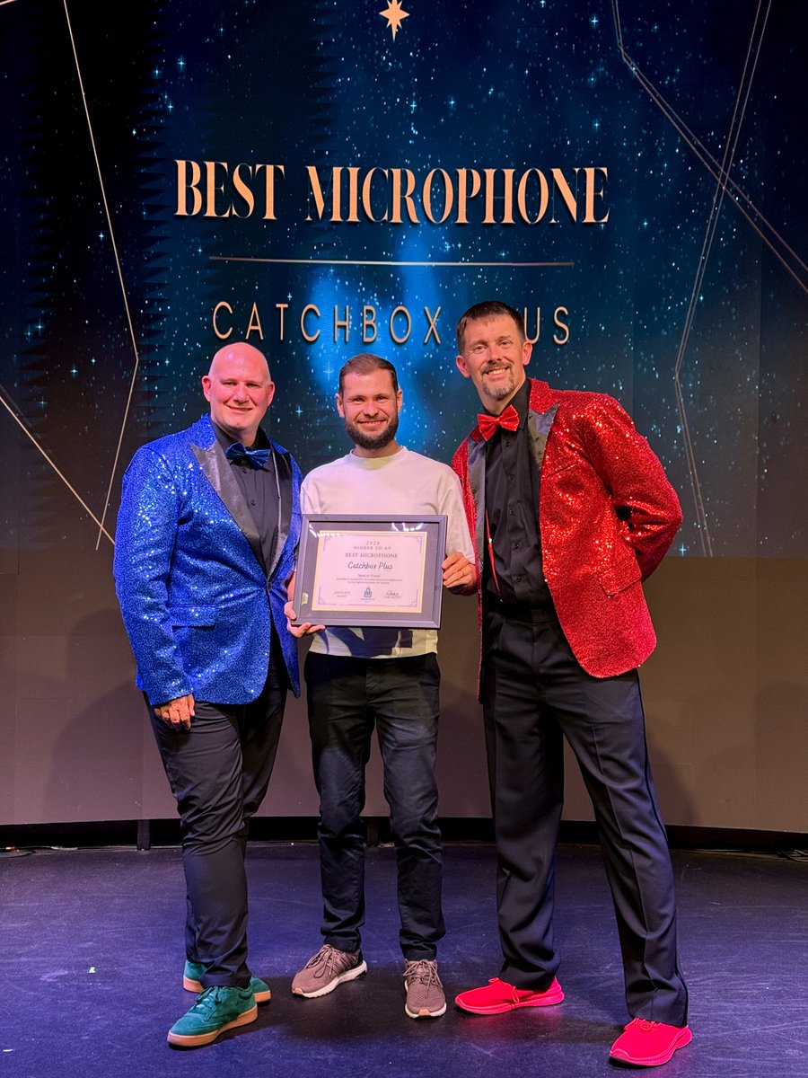catchbox's tweet photo. We’re excited and honored to share that Catchbox Plus has been recognized as Best Microphone by @HigherEdAV. 🥳

#catchbox #higheredav #avtweeps #avgeek #ProAV #edtech https://t.co/lNQKp8d7rV