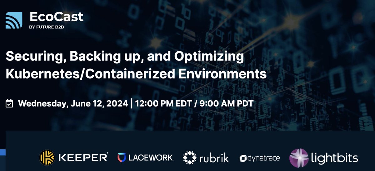 LightbitsLabs's tweet image. 🚀 Join us on Wednesday, June 12th at 9:00 AM PT for the "Securing, Backing Up, and Optimizing Kubernetes/Containerized Environments" EcoCast by ActualTech Media! Win a $300 Amazon gift card! 🎁 ow.ly/Fs3U50SfnnU
@kubernetesio #k8s @actualtechmedia #dataplatform