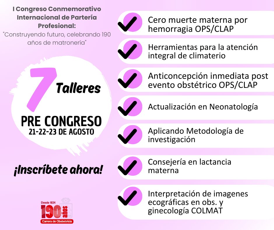 MujeryRN's tweet photo. 📣
¡No lo dejes pasar e inscríbete ya mismo en el I Congreso Conmemorativo Internacional de Partería y selecciona el Taller Precongreso de tu interés!

💥¡Los talleres se realizarán el día 21 de agosto!

Para más información sigue el enlace.
https://t.co/TxDqoQxrJ9 https://t.co/jIlrnN5Ti0