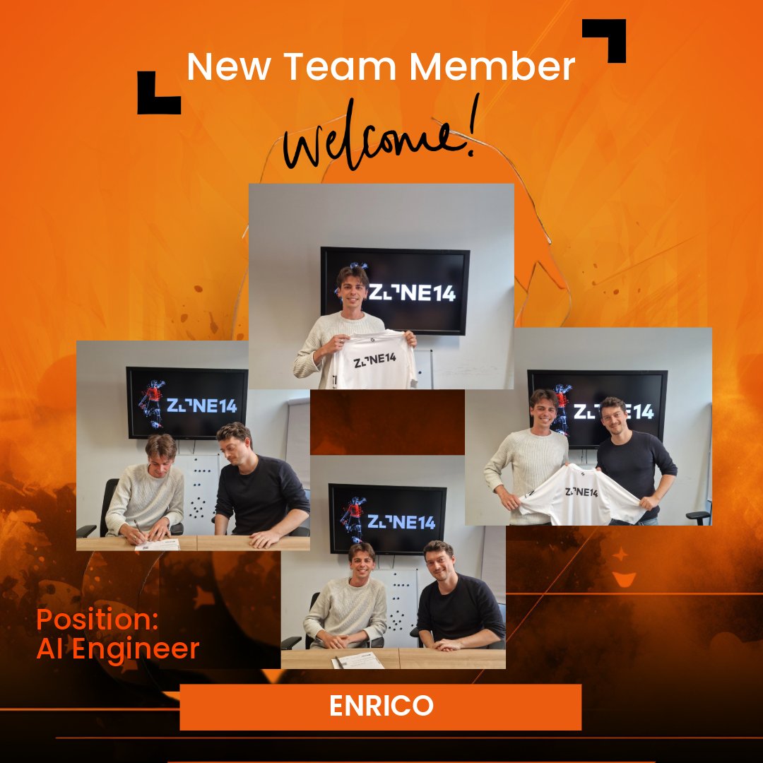 zone14_ai's tweet photo. Welcome to zone14 Enrico! 🥳
We look forward to working with him and would like to welcome him to to the team! 🤝
#zone14 #beinthezone #newteammember #videoanalyse #football #soccer #ai #sportstech #startup #artificialintelligence #datascience https://t.co/Ei5ORhhtns
