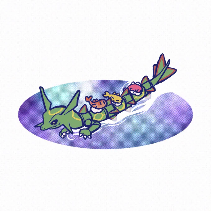 Rayquaza dragon boat #pokémon #illustration #digitalart #painting 