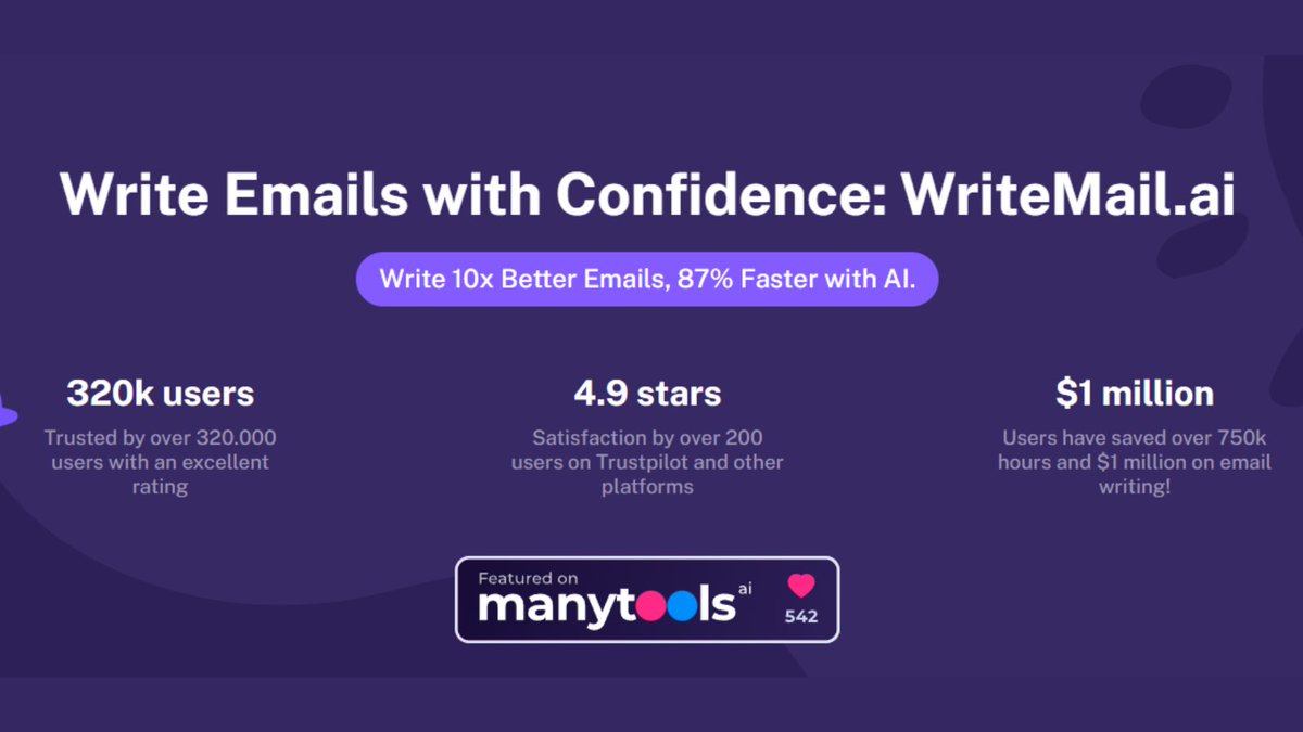 writemail_ai's tweet image. 🎉 Big News! WriteMail.ai recently got a major update! 🚀
We&apos;ve made several exciting enhancements to improve your experience. Stay tuned for details on each new feature!
#writemail #update #email #marketingonline #aitools