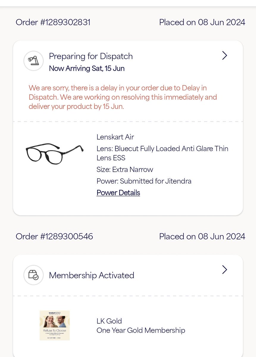 MeenaBatta's tweet photo. @Lenskart_com @lenskart  horrific experience. They were good earlier but now they are rogues. Placed an order on Saturday which was to be delivered by Mon. They then pushed it to Tues &amp; today, got msg dat it'l get delivered on Saturday. Made us fool so we wont go somewhere else. https://t.co/Cz7CAflHTT