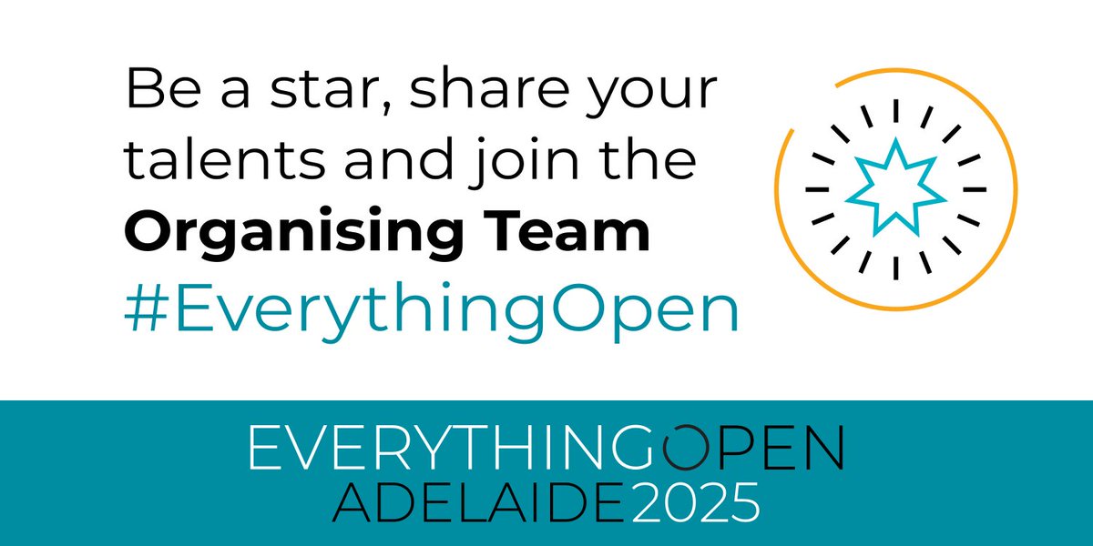 Everything Open @everythingopen@fosstodon.org (@_everythingopen) on Twitter photo #EverythingOpen is coming to #Tartanya / #Adelaide at the <a href="/AdelaideCC/">Adelaide Convention Centre</a> from 20th-22nd January 2025.
There are now opportunities to #volunteer with our Organising Team! Being in Adelaide helps, but it's not req'd.
Interested? Great! ✉️ contact@everythingopen.au
#volunteering #EverythingOpen is coming to #Tartanya / #Adelaide at the <a href="/AdelaideCC/">Adelaide Convention Centre</a> from 20th-22nd January 2025.
There are now opportunities to #volunteer with our Organising Team! Being in Adelaide helps, but it's not req'd.
Interested? Great! ✉️ contact@everythingopen.au
#volunteering