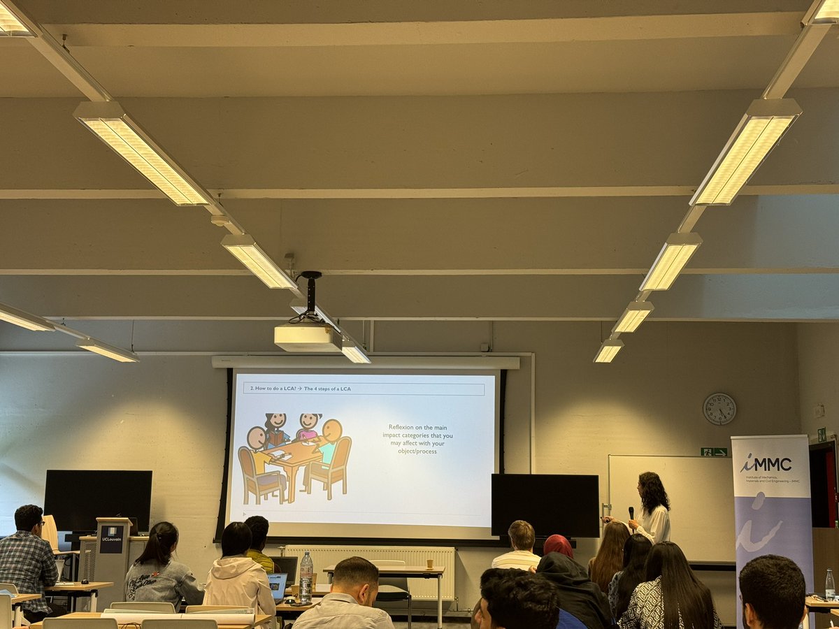 BEemsimap's tweet photo. Prof. Patricia Luis walked us through the steps of Life Cycle Assessment #LCA which is an essential step in quantifying  impact of a membrane unit on the environment. 💚 #Membrane_tech #Sustainability https://t.co/yVRlli00oy