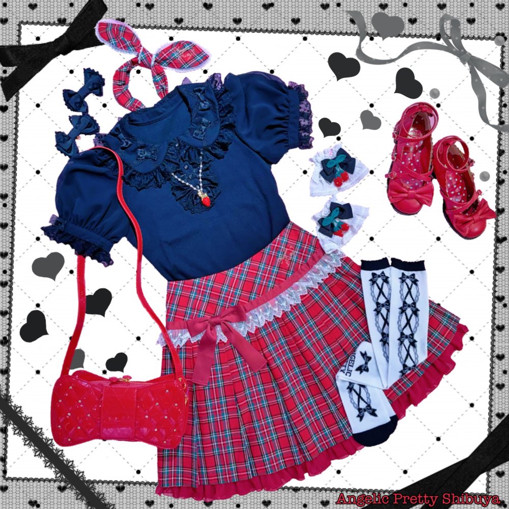 Angelic Pretty Campusスカート タータン赤チェック 📚❤️Campusスカート(¥28,600-tax in)❤️📖 王道のタータンチェック