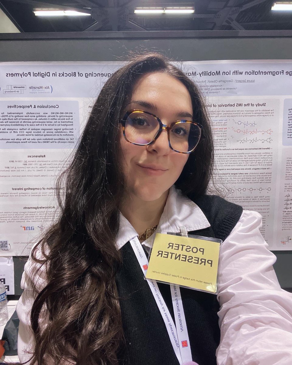 Isaure_CSergent's tweet image. 🌴 #ASMS2024 is over, it was such an exciting week!
Poster presentation was an incredible opportunity to present my work on digital polymers &amp;amp; the general concept of encoding/decoding data at the molecular level ☺️ Thanks everyone!