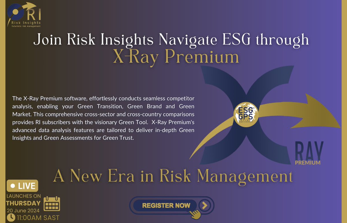 esggps's tweet image. Risk Insights is excited to introduce X-Ray Premium, the ultimate evolution in risk analysis tools, crafted to empower businesses with unparalleled insights. To attend the event, please register here: forms.gle/mjaQGC2uRKNDi7….

#RiskInsights #XRayPremium #GreenTransition