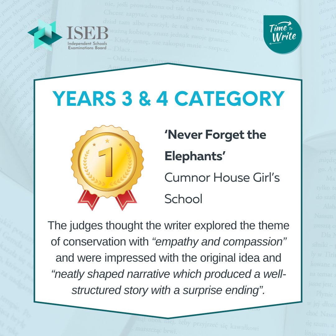 ISEBawards's tweet image. 🏆The news is out, and the winners have been announced! 🏆

Read the full list of winners, runners up and highly commended young writers at write.iseb.co.uk/#winners

Thank you to everyone who participated and sent us their stories and our sponsors.

#TimetoWrite #ISEBawards