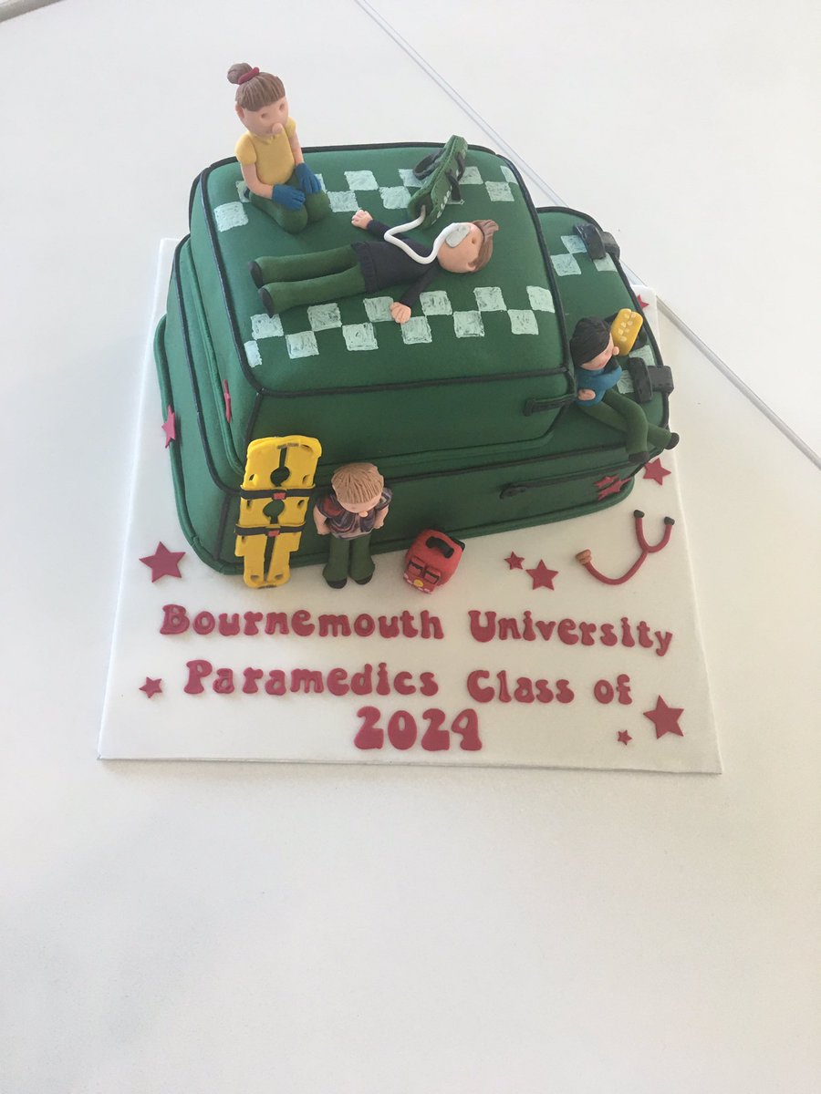 Great to have 3rd years in this week for their last taught sessions! A week of activity to support their transition into autonomous practice. Plus one of our talented students made this cake! #studentparamedic #buproud