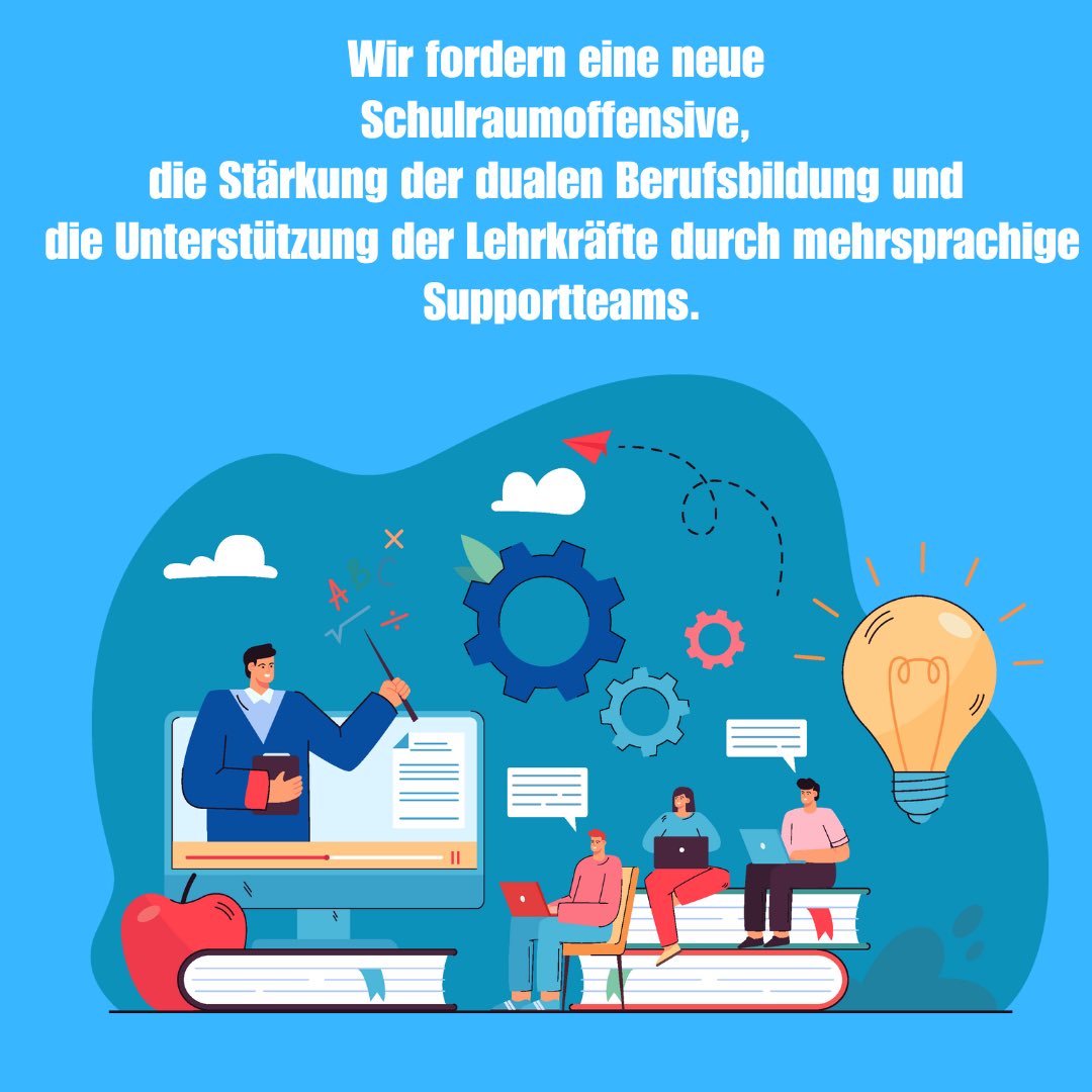 FDP Basel-Stadt (@fdpbasel) on Twitter photo Die <a href="/FDPBasel/">FDP Basel-Stadt</a> setzt sich mit drei wichtigen Vorstössen für eine starke Schule und gute Bildung ein. 📚Wir fordern eine neue Schulraumoffensive, eine Stärkung der dualen Berufsbildung und Unterstützung für Lehrkräfte durch mehrsprachige Supportteams💙🫵🏼 Die <a href="/FDPBasel/">FDP Basel-Stadt</a> setzt sich mit drei wichtigen Vorstössen für eine starke Schule und gute Bildung ein. 📚Wir fordern eine neue Schulraumoffensive, eine Stärkung der dualen Berufsbildung und Unterstützung für Lehrkräfte durch mehrsprachige Supportteams💙🫵🏼