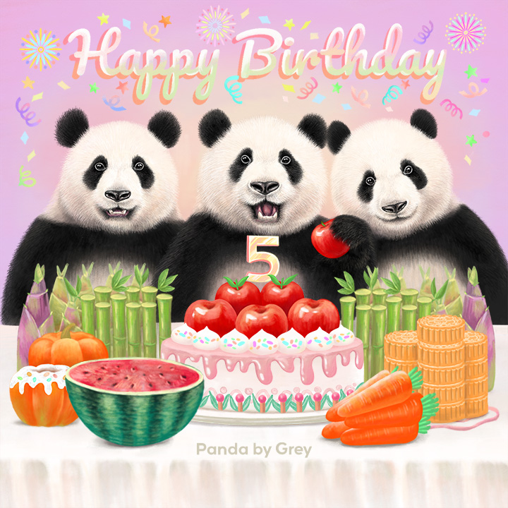 Panda_by_Grey's tweet photo. 오늘 6월 11일은 쌍둥이 자매 ChengFeng(成风)과 ChengLang(成浪)의 생일입니다. 그들과 늘 함께하는 사랑스러운 자매 JiXiao(绩笑)도 함께 그렸습니다. JiXiao의 생일은 6월 5일이었는데, 모두 같은 나이이고 올해 5살이 되었어요! 🐼🥳💖
#jixiao #chengfeng #chenglang #绩笑 #成风 #成浪 https://t.co/yNKqm93qxM