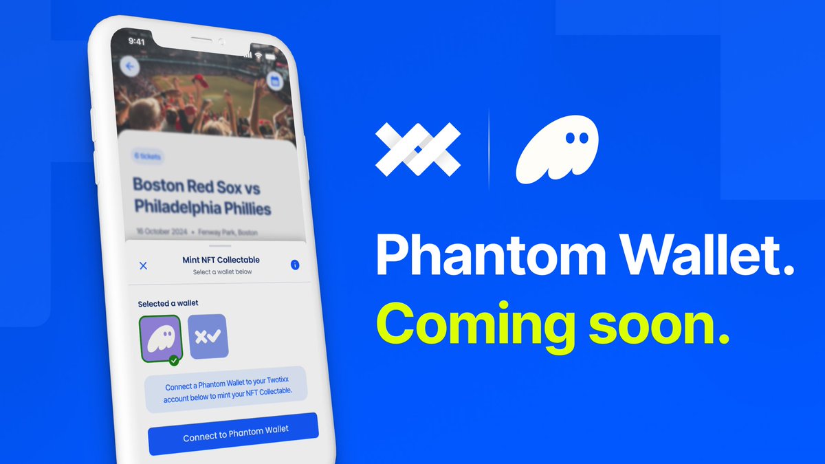 TwotixxOfficial's tweet image. We’ve chosen @Solana for our next blockchain integration and will be adding Phantom wallet to make live event NFTs more accessible than ever.