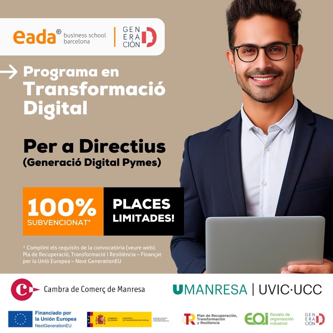 EMPRESA | Programa en Transformació Digital per a pimes, ofert per UManresa i EADA Business School. Places limitades. Programa en línia i presencial, 100% subvencionat

Inici: 27 juny de 2024 

umanresa.cat/ca/estudis/pos…