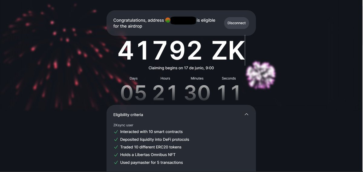 SecretoDefi's tweet photo. Pues parece ser que lo que precedía ayer, ha ocurrido...

Ya tenemos el checker oficial para comprobar la elegibilidad del airdrop de zkSync ‼️

Id a comprobarlo:

🔗 https://t.co/UHmIIBAXRL

En mi caso, con mi wallet principal he calificado para 41792 token s $ZK 🪂

¿Cómo os ha ido a vosotros? 🤔

Al final las wallets elegibles han sido 695,232 de las más de 6M activas que habían 🤯

Claramente se han enfocado en los usuarios reales, aquellos que han usado las dApps, aportado liquidez, bridgeado, etc

Vamos a repasar los criterios que se han tenido en cuenta:

· Interacción con más de 10 contratos ✅
· Depositar liquidez en el ecosistema ✅
· Haber tradeado 10 tokens diferentes en Ethereum ✅
· Holder el NFT LIBERTAS OMNIBUS ✅ 
· Haber usado la función Paymaster más de 5 veces ✅
· Donar en Gitcoin ❌ (me sorprende que haya fallado en esto)
· 3 meses de actividad en zkLite ❌ (por despistado)

Toda esta actividad se tendría que haber hecho antes del 24/03/24 que se hizo el snapshot 📸

Para calificar cómo mínimo debes cumplir una de estas

Además, han tenido en cuenta varios criterios cómo multiplicadores:
· Tener NFTs de colecciones nativas
· Holdear diferentes activos 
· Utilizar el account abstraction
· Haber recibido y holdeado otros airdrops
· User activo en Ethereum

El claim se hará el próximo lunes día 18 🫡

El máximo de allocation es 100k y el mínimo de 917 (100% liquido en TGE)

Teniendo en cuenta el precio de pre-market actual (tras la bajada del FUD) puede ser un airdrop de hasta 34000$ cómo máximo o cómo mínimo de 330$

En mi caso serían 14000$, la primera vez que con 1 sólo wallet superaría las 5 cifras 💰

Respecto al lanzamiento en mainnet, muy importante tener en cuenta los tokenomics

El supply al final es el de 21b y tal cómo dije, el 66.7% va para la comunidad

En este airdrop se lanzará directamente el 17.5% (89% directamente a los users, 5.8% para los proyectos, 2.8% para comunidades on-chain y 2.4% para builders) y quedará un 19.9% para incentivos (aún por decidir) + 29.36% para la asamblea que decidirá cómo utilizarlos (puede ser otro drop)

Tanto equipo cómo inversores tienen el 33.3% del supply pero ojo, hasta junio de 2025 no tendrán liberado ni 1 sólo token, hiper bullish 🔥🔥

Por si fuera poco, se van a lanzar otras redes ZK las cuales seguramente usen el token cómo tarifa de gas (Lens Network, Cronos zkEVM, GRVT...) 👏

Con toda esta información.... ¿Hold o insta dump? 🤔

PD: Por favor, parad de comparar las estadísticas con otros trackers no oficiales, dejad de comparar los criterios con Arbitrum, dejad de comparar el reparto con Starknet...

¿No os dais cuenta que cada día que pasa hay más gente en el sector? ¿Más experiencia? ¿Más competitividad? 😅

Adaptarse o morir, vosotros decidís, yo lo tengo claro 

Mucha gente abandonará los airdrops = mayor oportunidad así que dale caña a Blast, Scroll, Linea, Zora... 🤝