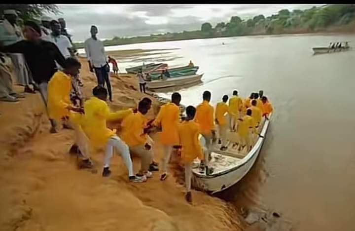 In Bardhere District in Southern Somalia,  children at grade 8 taking a boat to the other side of the district to take their final examination at grade (8). This is because of climate change as the bridge of  Bardhere district collapsed due to floods that wept it away last year.