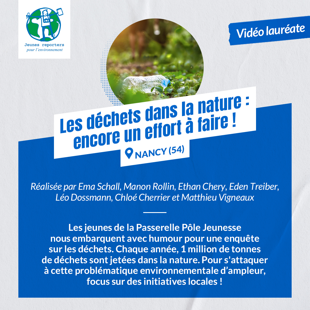 On vous présente les reportages lauréats du #concoursJRE 🏆
On commence avec la catégorie 11-14 ans ! 
Encore bravo aux jeunes pour leurs beaux reportages de solutions !👏
👉Rendez-vous sur notre site internet pour les découvrir.