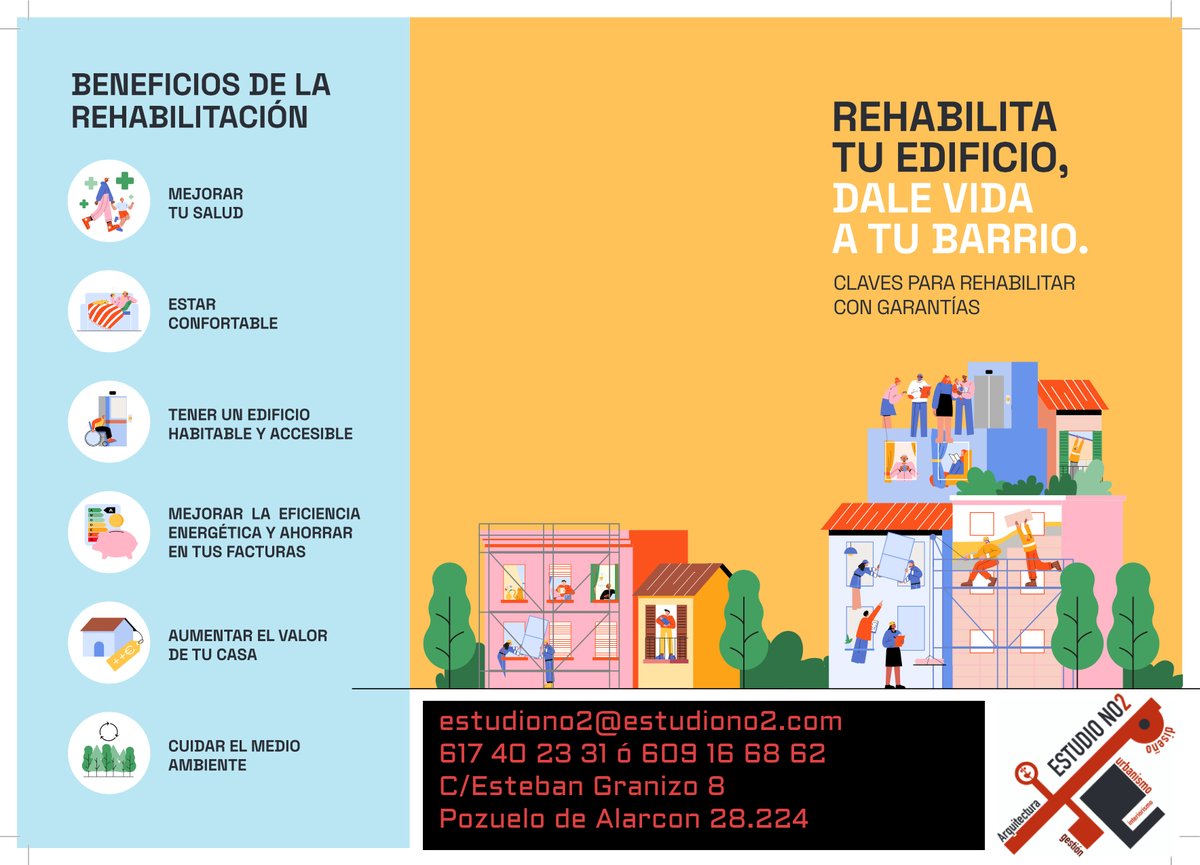 ESTUDIONO2's tweet image. Rehabilita con seguridad, en Estudio No2 te asesoramos. Llámanos