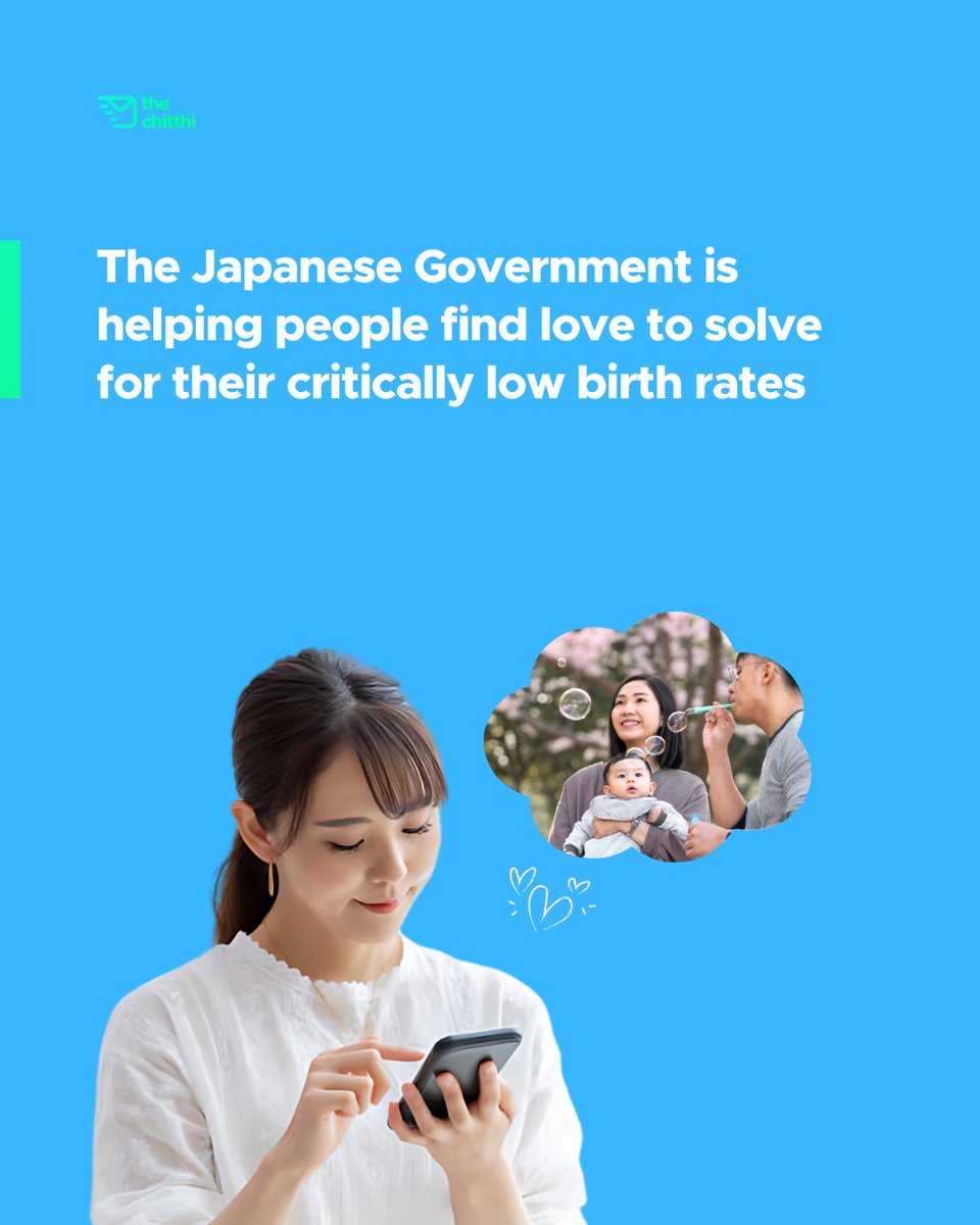 MadOMarketing's tweet image. The Japanese Government is helping people find love to solve for their critically low birth rates.

People are not having enough kids in Japan, so the Government is stepping in with a dating app.

The dating app is being rolled out to help people find love, get married and have…