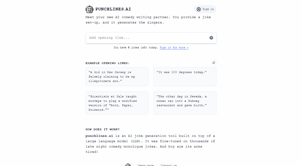 cleveraitool's tweet image. &quot;Revolutionize your humor with AI-powered punchlines! Generate hilarious jokes and take your comedy skills to the next level! (cleveraitools.ai/category/ai-ch…)
.
.
.
#AIPunchlines #AIJokeGenerator #ComedyTech #HumorRevolution #AIToolsForComedy&quot;