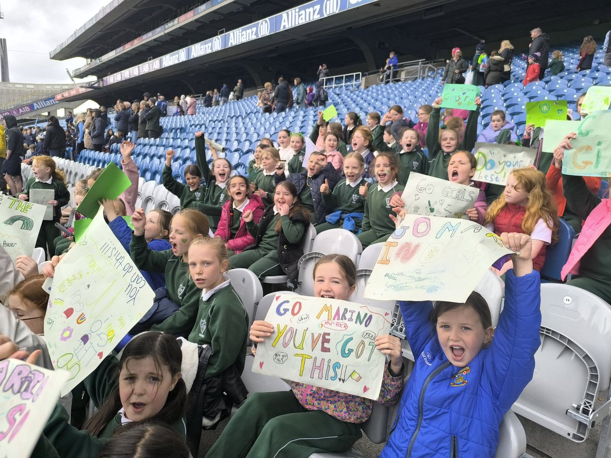 We have landed in <a href="/CrokePark/">Croke Park</a> and the excitement is at fever pitch 🔥 The very best of luck to our camogie team today in their final. We are so proud of you girls! 💚💚💚 <a href="/cnambnaisiunta/">Cumann na mBunscol</a>