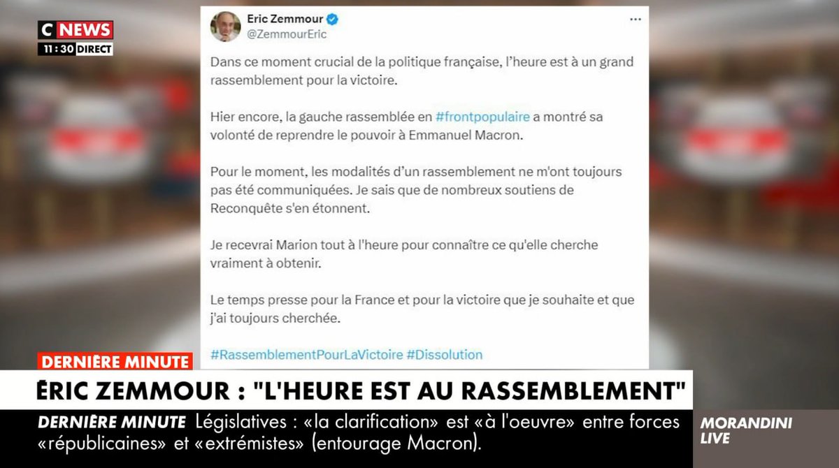 Samuel_Lafont's tweet photo. « L'heure est au rassemblement » Eric Zemmour

#RassemblementPourLaVictoire https://t.co/UCFKFpQsvw