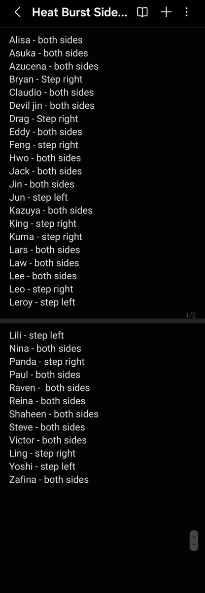 ShykoPlays's tweet photo. So i tested which way to step every characters heat burst and here are the results!  ( used Lars as the character stepping as he has average side step) 

Will make a video on it also but just posting this quick so ppl know 👍🏾 #tekken8 https://t.co/hD46FS8v3l