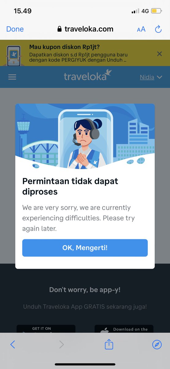 nidiaaaputri's tweet photo. @traveloka selamat sore kak.. kak saya mau melakukan koreksi nama di tiket pesawat yg sudah saya pesan. Tapi keluar nya seperti ini.. boleh dibantu nggak kak? https://t.co/1LFE5YGLJv