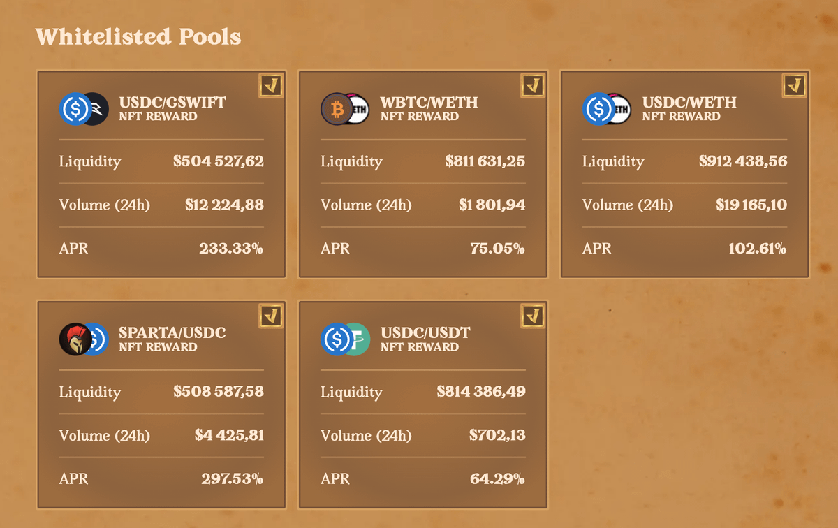 Spartans, ready to farm? ⚔️

Earn up to 297% APR with <a href="/LineaBuild/">Linea.eth</a> Pools! 👀

Join now for a juicy return 👇
app.spartadex.io/dex/pools