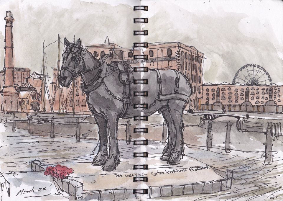 Sketch of the Day: The Liverpool Carters Working Horse Monument, Albert Dock, #Liverpool, 2012