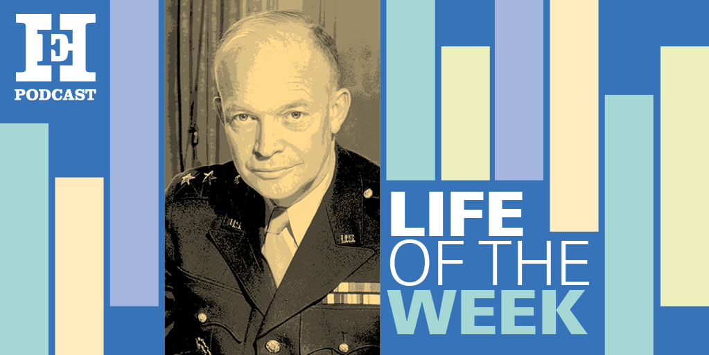 HistoryExtra's tweet photo. On the podcast | Iwan Morgan (@IwanMorganUCL) discusses the remarkable life of Dwight D Eisenhower, a titan of the 20th century: https://t.co/3CammXQur3 https://t.co/Hmk61CxrZy