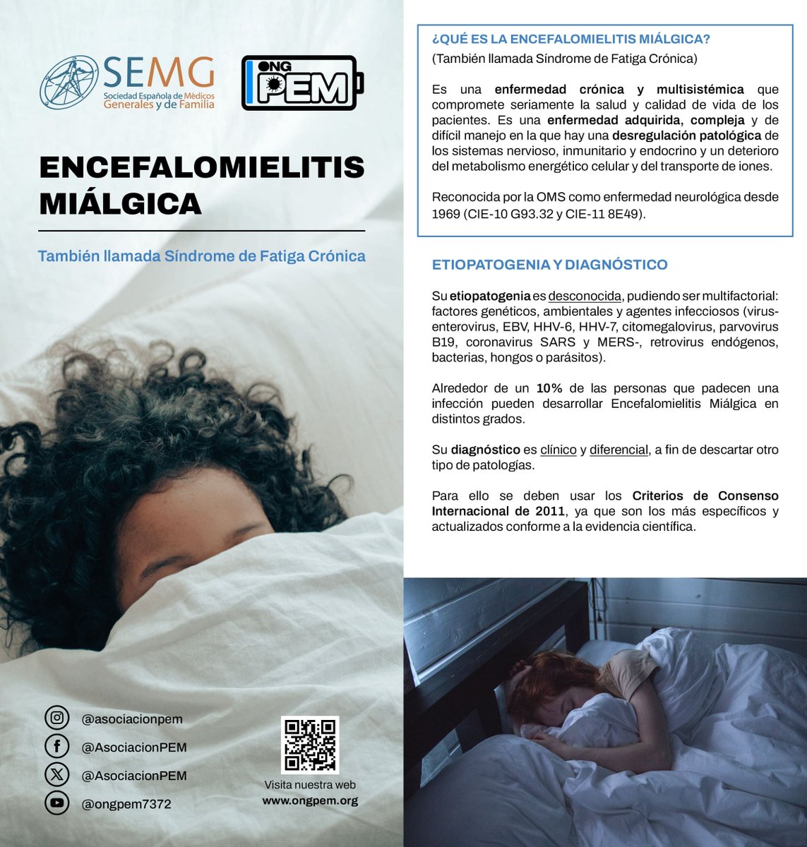 SEMG_ES's tweet photo. 📊 #SabíasQue alrededor de un 10% de las personas que padecen una infección pueden desarrollar Encefalomielitis Miálgica en distintos grados

🔎 Su diagnóstico es clínico y diferencial, a fin de descartar otro tipo de patologías.

@AsociacionPEM https://t.co/6lfkQIRA1c