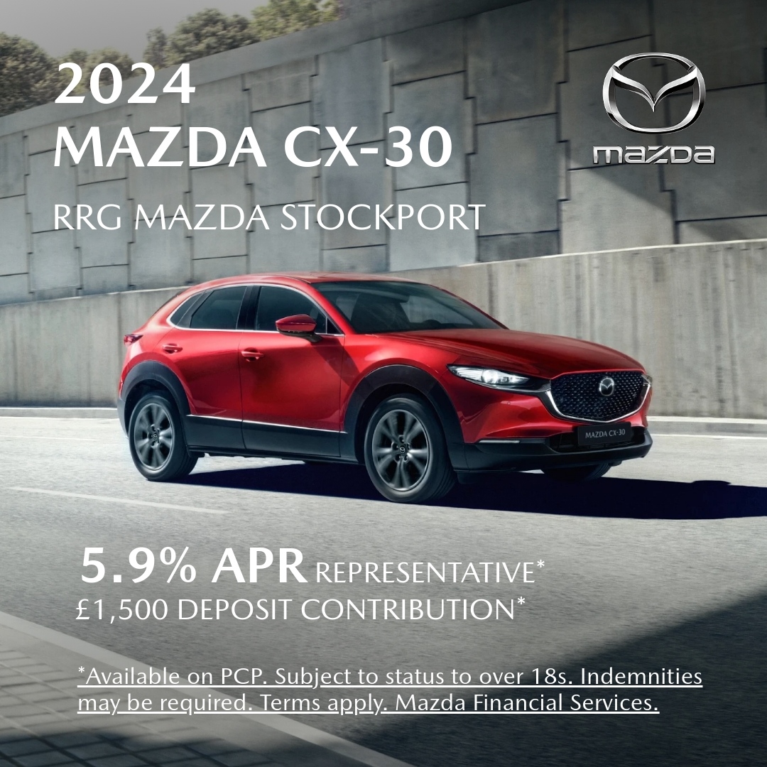 Elevate your driving experience with the Mazda CX-30 Prime-Line. 

Discover more and take advantage of this offer today at RRG Mazda Stockport.

ow.ly/M1qc50SecnO