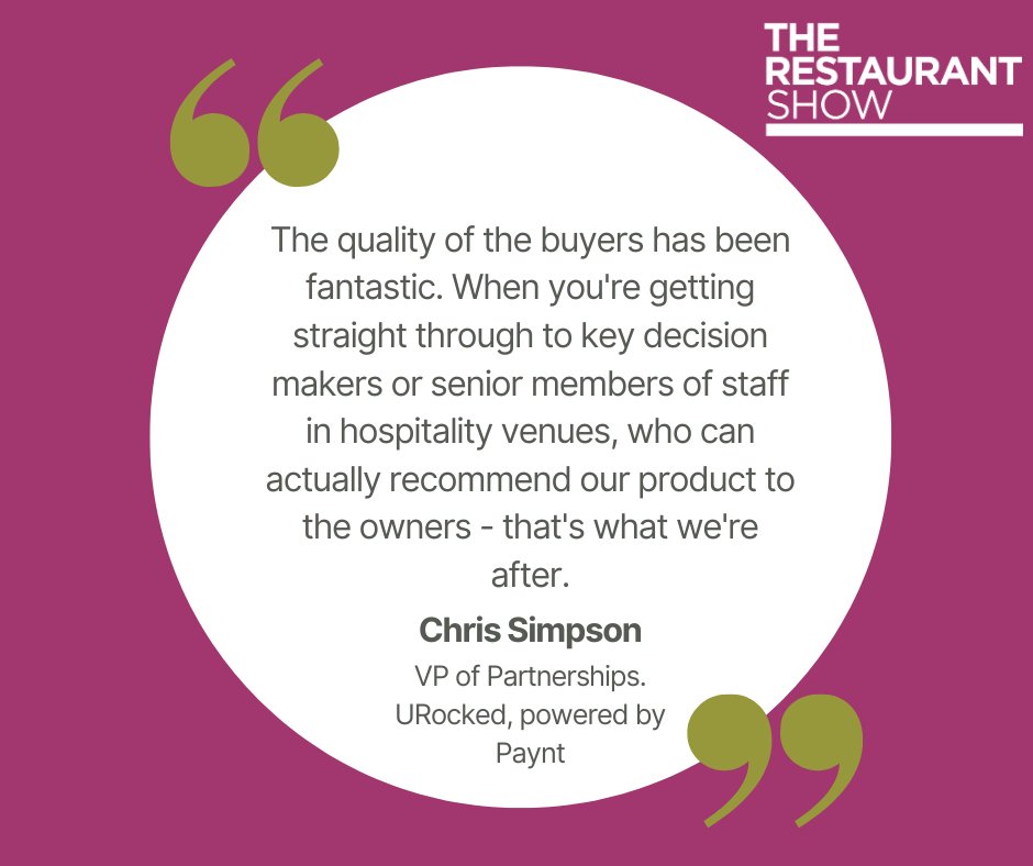 “The quality of the buyers has been fantastic.” 🙌 It's been great to hear from some of our 2024 exhibitors and their experience at The Restaurant Show, including URocked! Take a look at our website for more information about exhibiting with us next year: ow.ly/4cZ950SbbnG