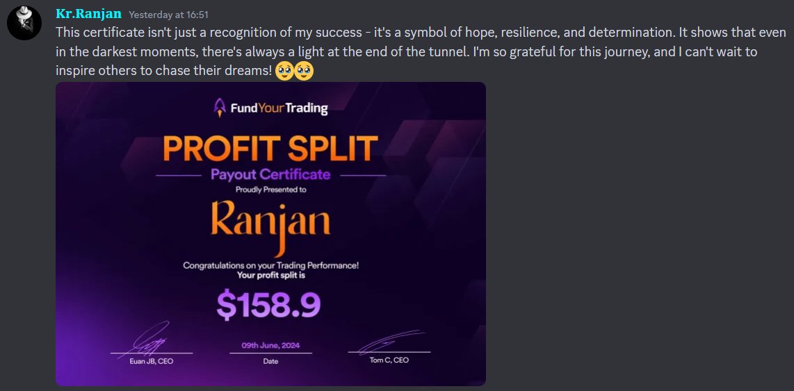 "This certificate isn't just a recognition of my success - it's a symbol of hope"

Our most recent successful trader Ranjan shares an insight into his funded trading journey so far.