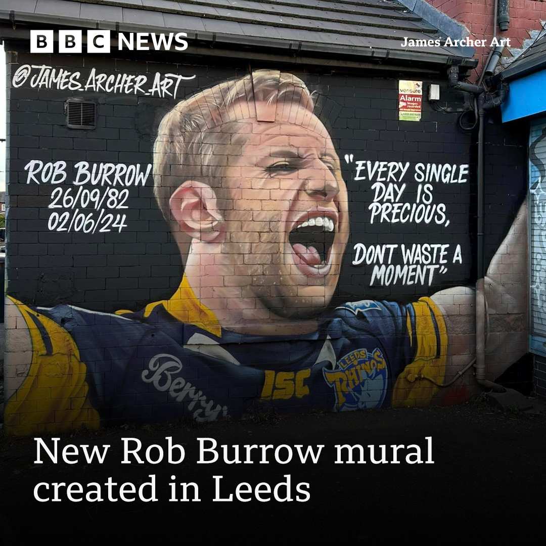 A mural paying tribute to Rob Burrow has been painted in Leeds.

Read more here: bbc.in/3Xh6te8