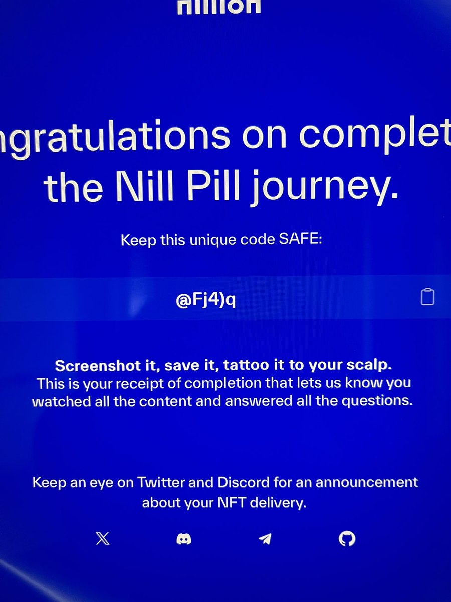 NMTSWE's tweet photo. @nillion Hi @nillion here my proof for completing the Nill Pill journey. Very educational and highly recommended for everyone to check out! https://t.co/wo5IXUSzbM