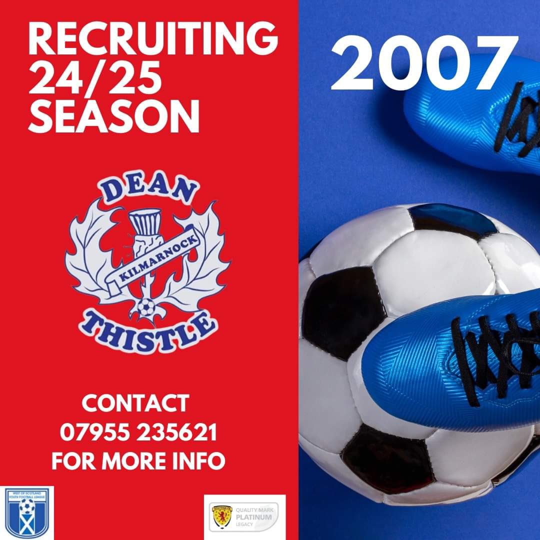 CDownie09's tweet photo. @TeamfinderScot1 

Dean Thistle Kilmarnock recruiting for 2007 age group. 

Contact for further info https://t.co/xrZv74CtCn