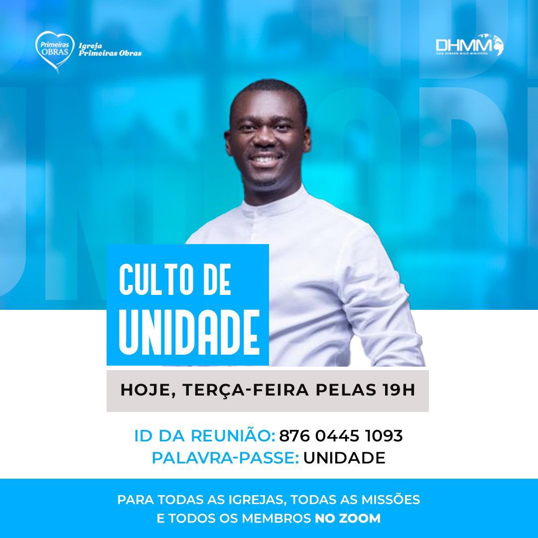 PrimerasObrasMz's tweet image. HOJE TERÇA-FEIRA TODOS CAMINHOS VÃO DAR AO CULTO DE UNIDADE NA PLATAFORMA ZOOM🥳🥳🥳🤩🤩

PELAS 19H ⏰ 

Culto para Todas Missões, Todas Igrejas, todos Membros, Todo Moçambique e além fronteiras! #unityservice #cultodeunidade #igrejaprimeirasobras