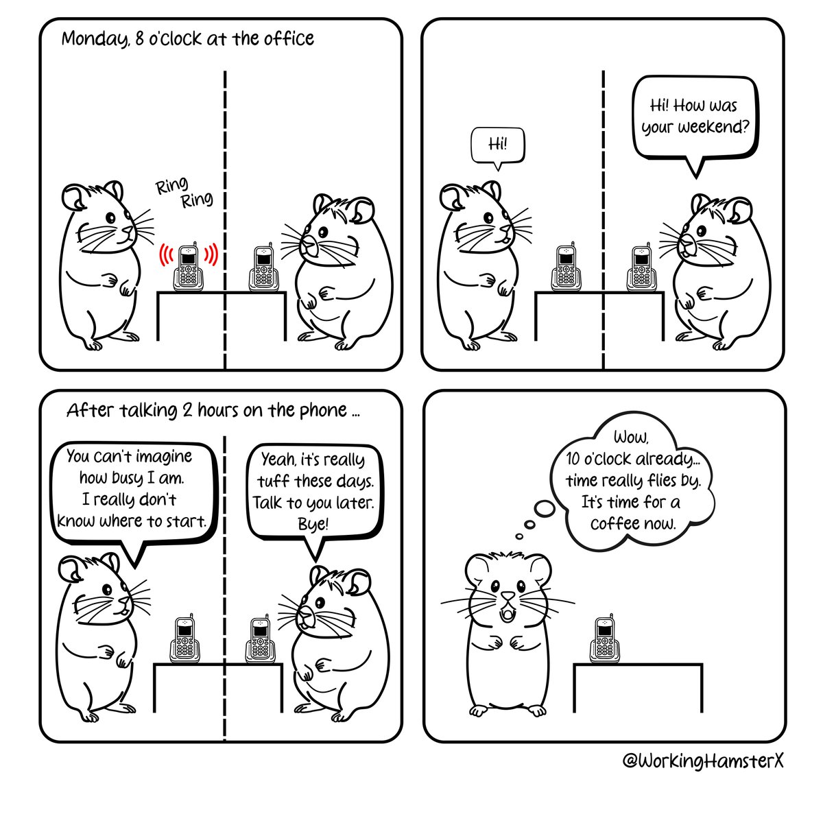 Have you ever had a colleague who talks about being busy but never seems to get anything done?  

#Work #Comics