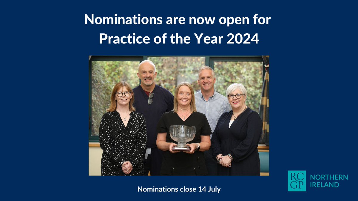 rcgp_ni's tweet photo. Do you have an amazing GP Practice team who always go the extra mile? The RCGPNI Practice of the Year is a patient-nominated, patient-judged award celebrating excellence in patient care. Nominate here by 14 July: https://t.co/RJlFATnKbX https://t.co/zTDg5db9aq