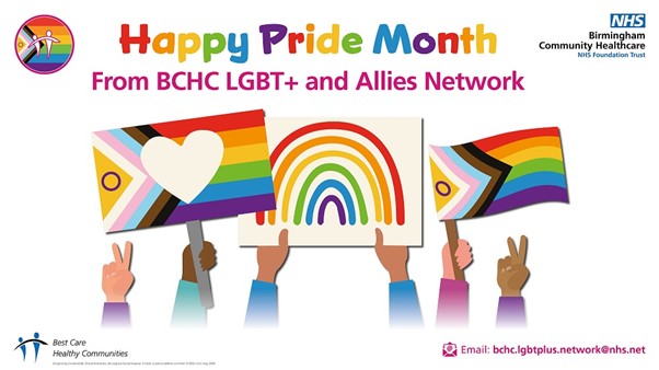 BCHCLGBT (@bchclgbt) on Twitter photo Celebrate Pride Month with us on
Friday 21st June 12 noon - 1 pm
with tea and rainbow cake
Rooms G05/G06 Trust Headquarters
3 Priestley Wharf
Drop in session, all welcome.
<a href="/bhamcommunity/">@bhamcommunity</a> <a href="/BMENetwork1/">BME Staff Network</a> <a href="/bchcdansn/">BCHC DANSN</a> <a href="/BCHC_WEN/">BCHC Women's Equality Network</a> <a href="/BCHC_OD/">BCHC Organisational Development</a> <a href="/BCHC_IR/">BCHC International Recruitment</a> Celebrate Pride Month with us on
Friday 21st June 12 noon - 1 pm
with tea and rainbow cake
Rooms G05/G06 Trust Headquarters
3 Priestley Wharf
Drop in session, all welcome.
<a href="/bhamcommunity/">@bhamcommunity</a> <a href="/BMENetwork1/">BME Staff Network</a> <a href="/bchcdansn/">BCHC DANSN</a> <a href="/BCHC_WEN/">BCHC Women's Equality Network</a> <a href="/BCHC_OD/">BCHC Organisational Development</a> <a href="/BCHC_IR/">BCHC International Recruitment</a>