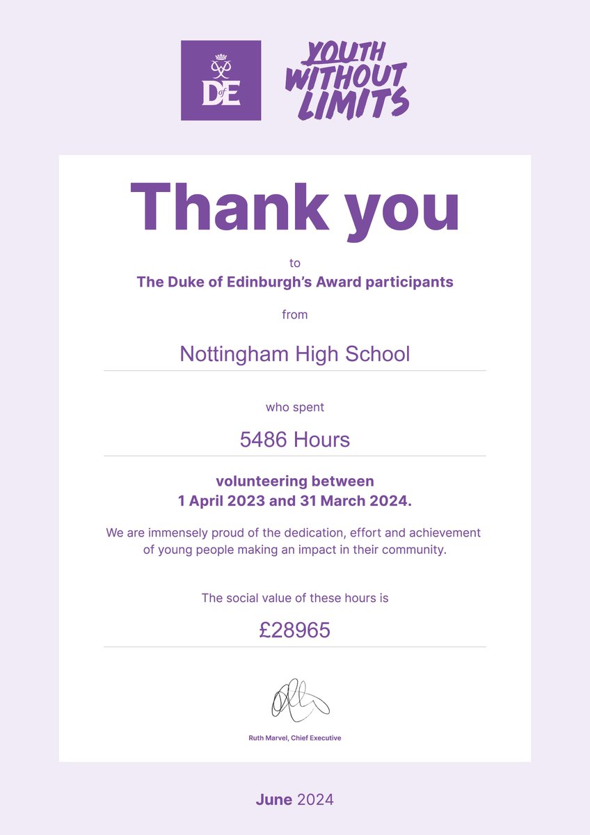Outdoor Adventures at Nottingham High School (@adventure_nhs) on Twitter photo Congratulations to all the DofE students at Nottingham High School for achieving such a great total of voluntary hours over the past 12 months <a href="/NottsHigh/">Nottingham High School</a> <a href="/DofE/">The Duke of Edinburgh’s Award</a> #somuchmore Congratulations to all the DofE students at Nottingham High School for achieving such a great total of voluntary hours over the past 12 months <a href="/NottsHigh/">Nottingham High School</a> <a href="/DofE/">The Duke of Edinburgh’s Award</a> #somuchmore