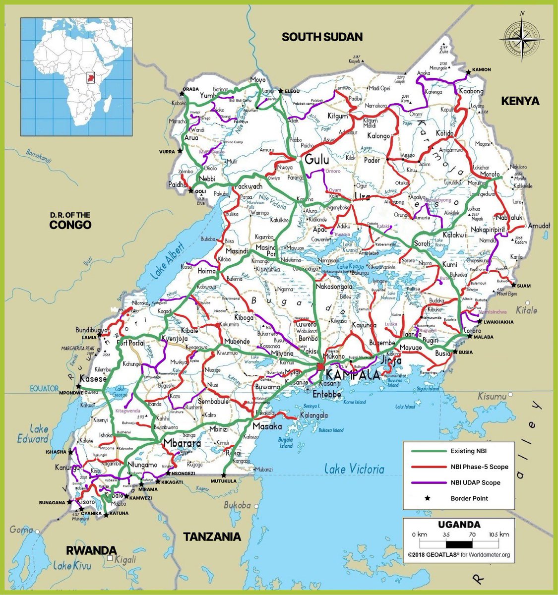 National Backbone Infrastructure (NBI) update~ The Coverage Map showing completed and planned developments

🟢 represents the existing network already boosting connectivity across the country.

🔴 is the planned NBI route (Phase 5) ensuring more regions gain access to  network.