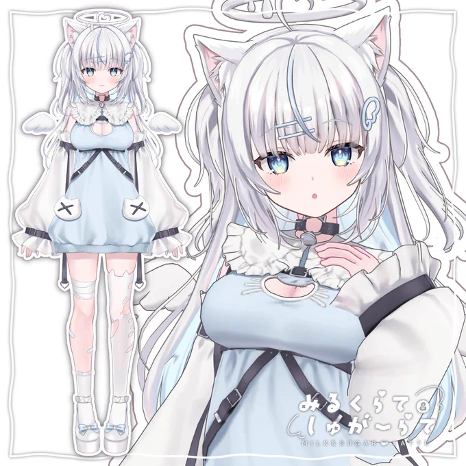 【お知らせ】薄暮帰路ちゃん()と合同制作で7月末にVRCアバターを販売しますぼくはキャラデザインを担当しております!超絶かわいく3Dモデルを作ってもらっているのでぜひBOOTHも見てってください～(BOOTHページはツリーへ)#vrchat #オリジナル3Dモデル #みるくしゅがーらて 