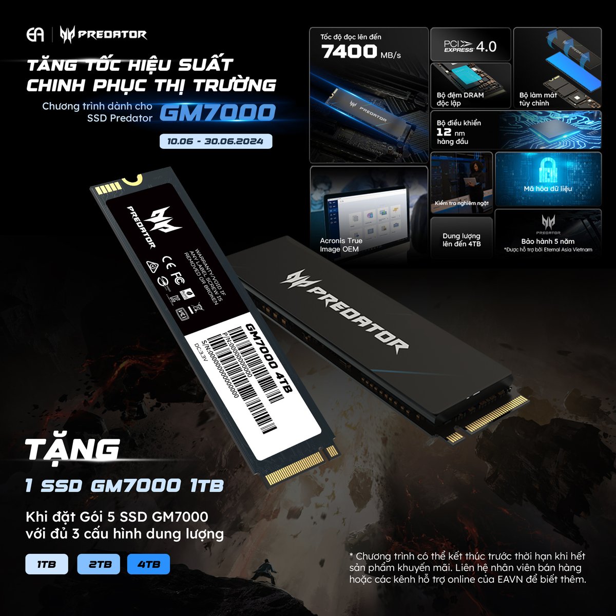 eternal_asia_vn's tweet image. 🗓️ 10.06-30.06.2024
Tặng ngay 01 #PredatorSSD 1TB khi mua Gói 05 ổ SSD Predator với đủ 3 cấu hình dung lượng #1TB, #2TB và #4TB. 
📌 Áp dụng cho các đại lý đối tác của #EternalAsiaVietnam.