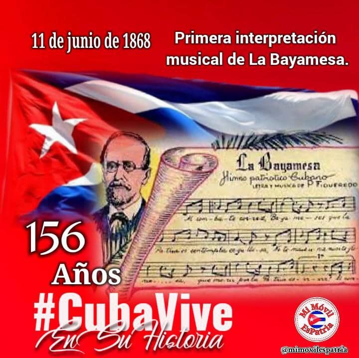 Hoy, como 156 años antes. El Himno de Bayamo convoca a todos los cubanos al combate, reiterando nuestra convicción de lucha y disposición de morir por la patria.
#CubaViveEnSuHistoria 
#MayabequeSeMueve