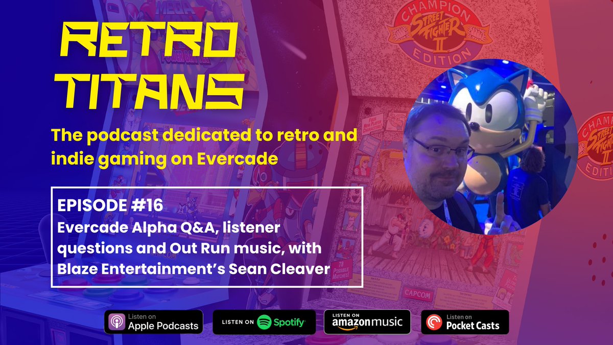 🎙️ Retro Titans Episode 16 is live! 
This time our guest is <a href="/cleaverslips/">Sean Cleaver</a> from <a href="/evercaderetro/">Evercade</a> 
We cover everything from the launch of the Alpha mini arcade to hearing Sean's Desert Island Carts 
On Spotify spoti.fi/3VBWKhk + your fave podcast apps
#Evercade #RetroGaming